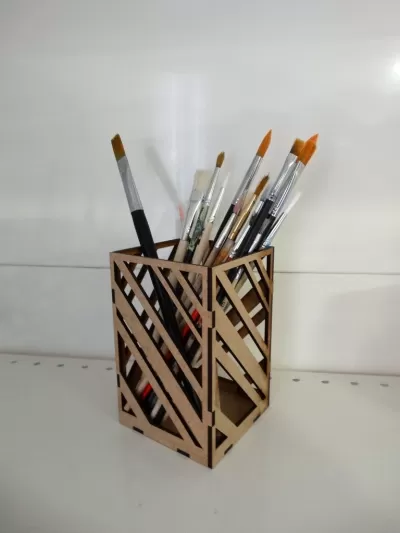 Lazer Kesim Ofis Masası İçin Modern Kalemlik 3mm DXF Dosyası DXF çizimi