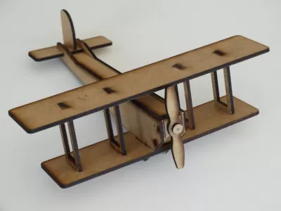 Lazer Kesim Çift Kanatlı Uçak 3mm DXF Dosyası DXF çizimi