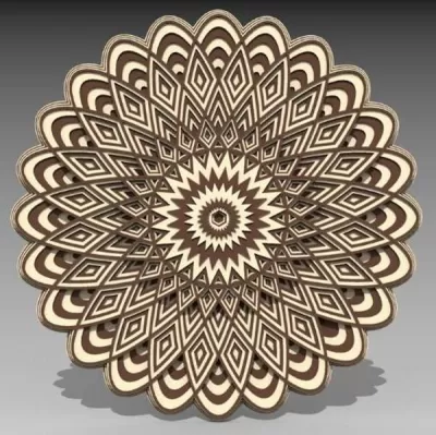 Lazer Kesim 3D Katmanlı Mandala Ücretsiz Vektör CDR çizimi
