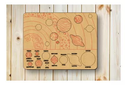Çocuklar İçin Lazer Kesim Güneş Sistemi Puzzle Ücretsiz Vektör CDR çizimi