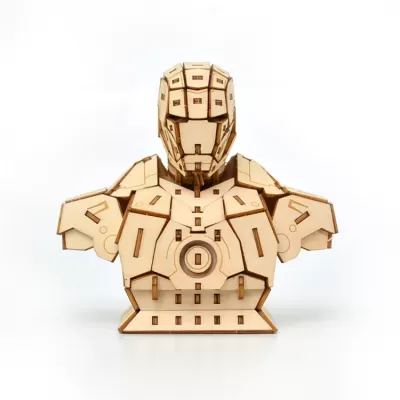Lazer Kesim Demir Adam 3D Ahşap Puzzle Ücretsiz Vektör CDR çizimi