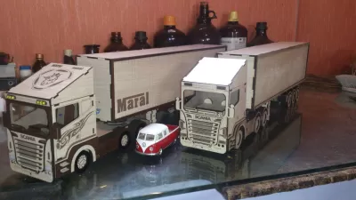 Lazer Kesim Scania Kamyon Ahşap Model Oyuncak Seti Ücretsiz Vektör CDR çizimi