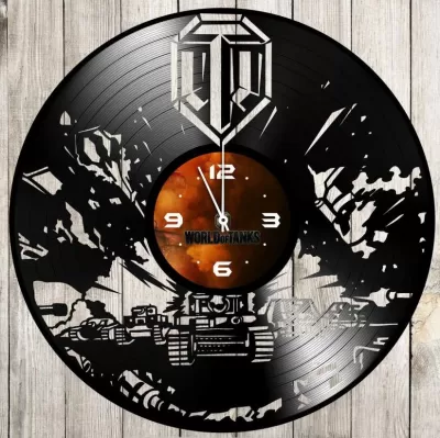Lazer Kesim World of Tanks Vinil Plak Duvar Saati Ücretsiz Vektör CDR çizimi