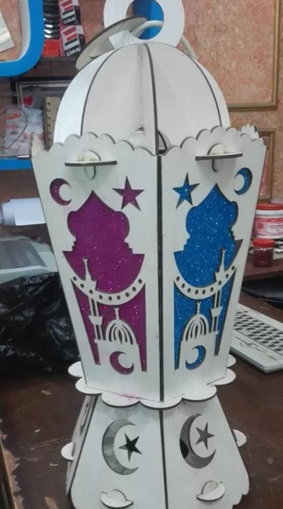 Lazer Kesim Ramazan Ahşap Feneri Fanoos Ücretsiz Vektör CDR çizimi