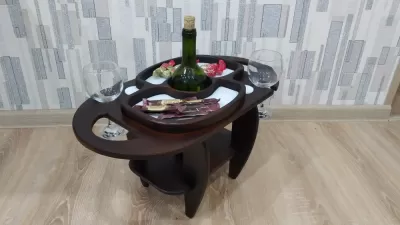 Lazer Kesim Şarap Masası Ahşap Şarap Şişesi ve Kadeh Tutucu Ücretsiz Vektör CDR çizimi