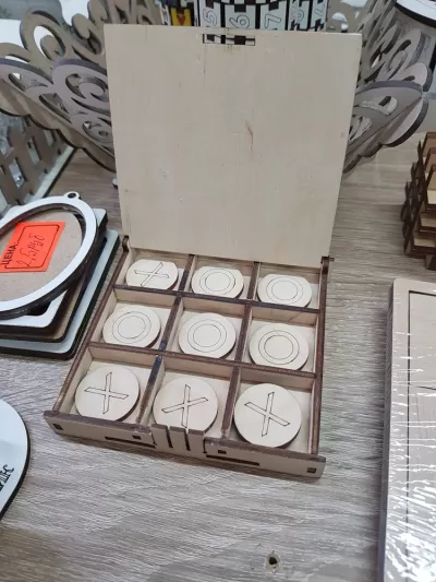 Lazer Kesim Ahşap XOX Oyunu Ücretsiz Vektör CDR çizimi