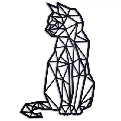Lazer Kesim Geometrik Kedi Duvar Sanatı Ücretsiz Vektör CDR çizimi