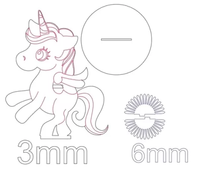 Lazer Kesim Unicorn Peçete Tutucu DXF Dosyası DXF çizimi