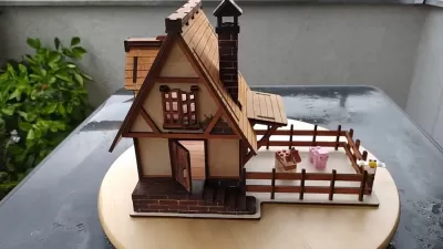 Lazer Kesim Oyuncak Köy Evi Ücretsiz Vektör CDR çizimi
