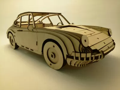Lazer Kesim Porsche 911 1964 Ahşap Model 3mm Ücretsiz Vektör CDR çizimi