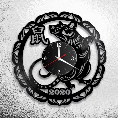 Lazer Kesim 2020 Fare Yılı Duvar Saati Ücretsiz Vektör CDR çizimi