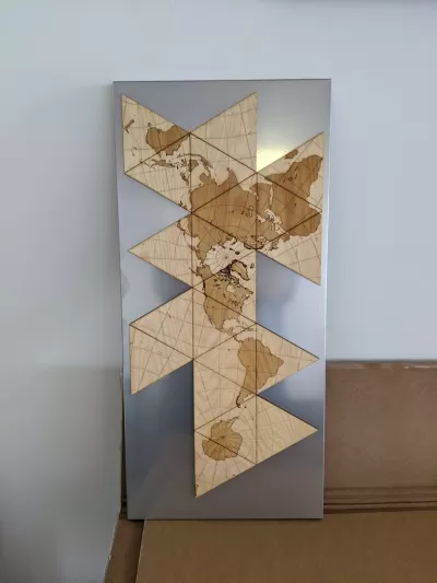 Lazer Kesim Dymaxion Harita Duvar Sanatı SVG Dosyası SVG çizimi