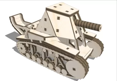 Lazer Kesim Tank SU-18 Ahşap 3D Puzzle Ücretsiz Vektör CDR çizimi