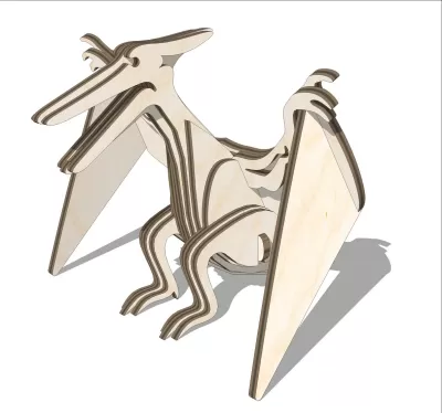 Lazer Kesim Ahşap Pterodaktil Oyuncak DXF Dosyası DXF çizimi