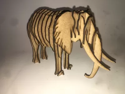 Lazer Kesim Ahşap Fil 3D Puzzle 3mm Ücretsiz Vektör CDR çizimi