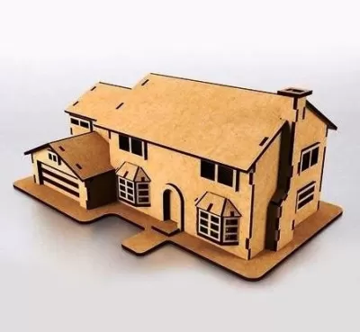 Lazer Kesim Ahşap Simpsons Evi Modeli Ücretsiz Vektör CDR çizimi