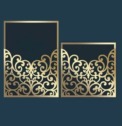 Lazer Kesim Düğün Davetiyesi Tasarımı SVG Dosyası SVG çizimi