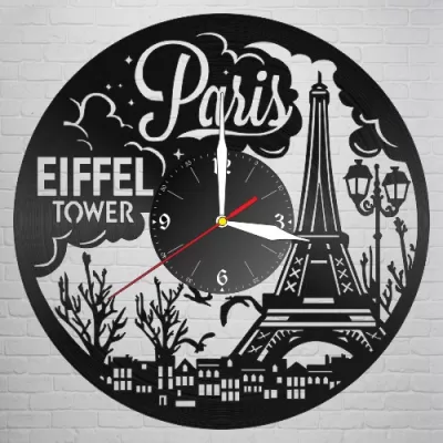 Lazer Kesim Paris Vinil Plak Saat DXF Dosyası DXF çizimi