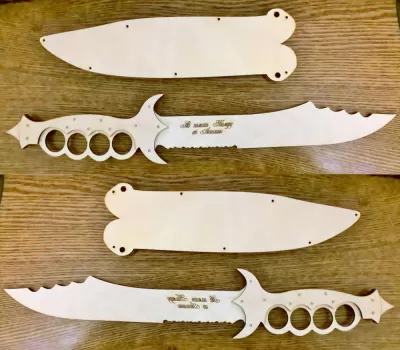 Lazer Kesim Ahşap Bıçak Ücretsiz Vektör CDR çizimi