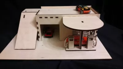 Lazer Kesim Oyuncak Araba Park Yeri Benzin İstasyonu 4mm Ücretsiz Vektör CDR çizimi