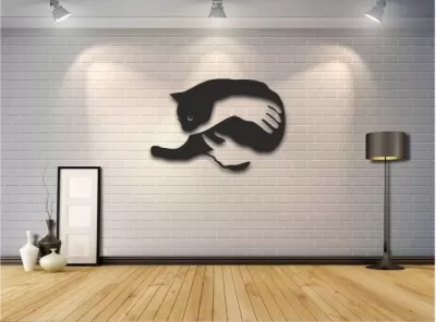 Lazer Kesim Kedi Duvar Sanatı Ücretsiz Vektör CDR çizimi