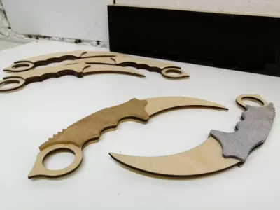 Lazer Kesim Karambit Bıçağı 3mm 187mm DXF Dosyası DXF çizimi