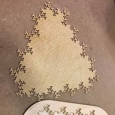 Lazer Kesim Ahşap Fraktal Yapboz SVG Dosyası SVG çizimi