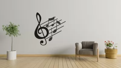 Lazer Kesim Müzik Notaları Duvar Sanatı Ücretsiz Vektör CDR çizimi