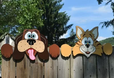 Lazer Kesim Köpek ve Kedi Çit Gözetleyiciler Ücretsiz Vektör CDR çizimi