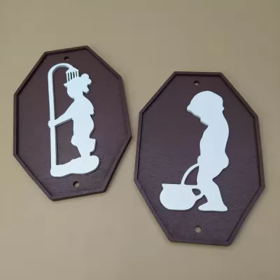 Lazer Kesim Komik Banyo Tabelaları Ücretsiz Vektör CDR çizimi