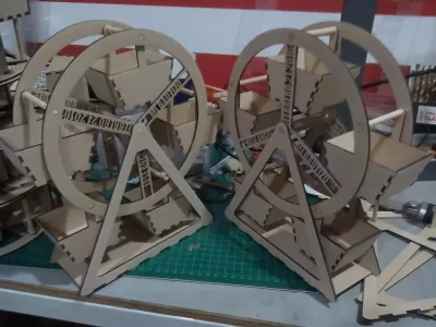 Lazer Kesim Dönme Dolap 3mm MDF Ücretsiz Vektör CDR çizimi