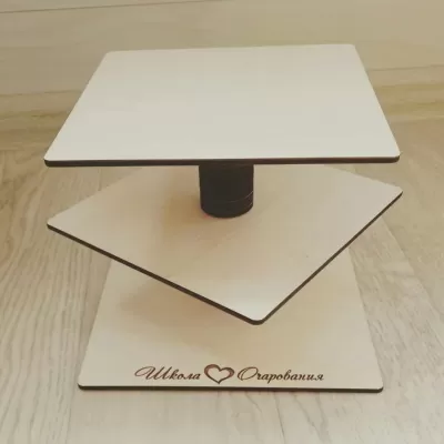 Lazer Kesim 3 Katlı Kare Cupcake Standı Rubik Küp Pasta Standı Ücretsiz Vektör CDR çizimi