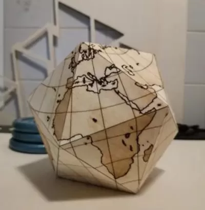 Lazer Kesim Kazıma Dymaxion Küre SVG Dosyası SVG çizimi