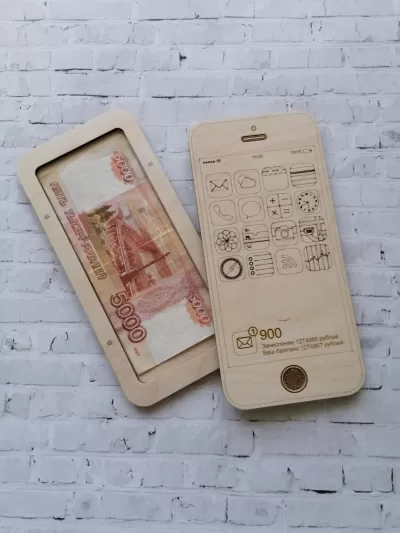 Lazer Kesim Ahşap Cüzdan Banknot Kutusu iPhone Şekilli Ücretsiz Vektör CDR çizimi