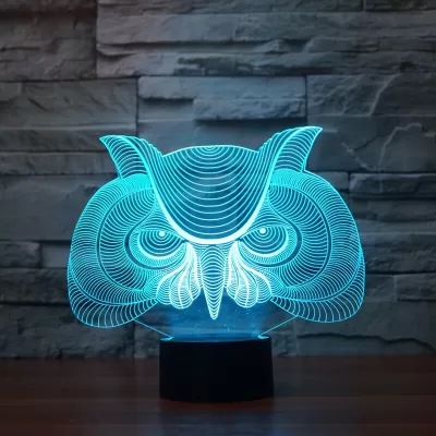 Lazer Kesim Baykuş 3D İllüzyon Masa Lambası Akrilik Gece Lambası Ücretsiz Vektör CDR çizimi
