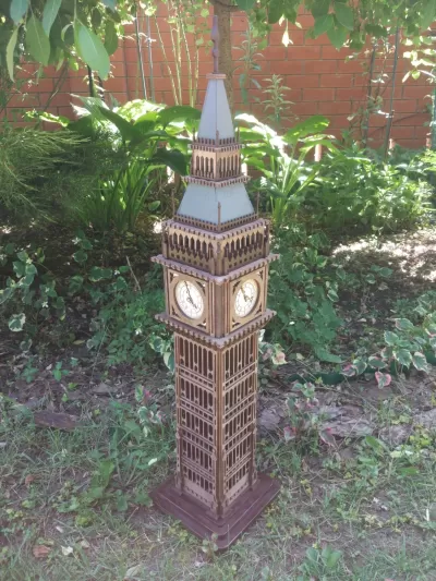 Lazer Kesim Londra Big Ben 3D Ahşap Model Ücretsiz Vektör CDR çizimi