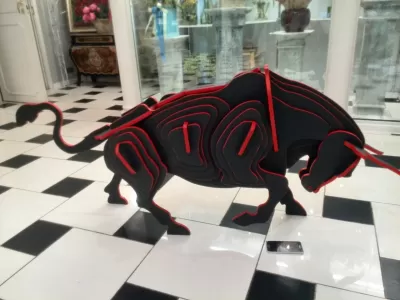 Lazer Kesim Boğa 3D Puzzle Ahşap Model DXF Dosyası DXF çizimi