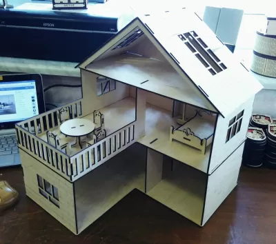Lazer Kesim Ahşap Oyuncak Bebek Evi Çocuklar İçin DXF Dosyası DXF çizimi