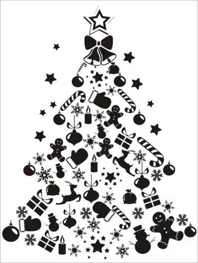 Lazerle Oyma Noel Ağacı Süsü Ücretsiz Vektör CDR çizimi