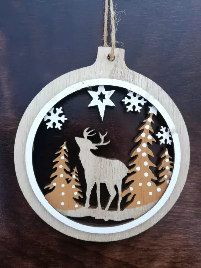 Lazer Kesim Noel Temalı Kolye Noel Topu Süsü Ücretsiz Vektör CDR çizimi