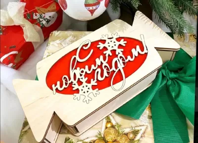 Lazer Kesim Ahşap Noel Şekeri Şeklinde Hediye Kutusu Ücretsiz Vektör CDR çizimi
