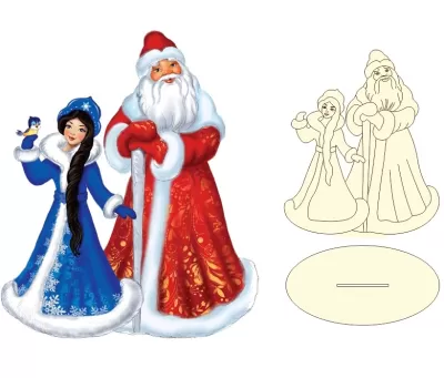 Lazer Kesim Noel Baba ve Kar Kız Noel Dekorasyonu Ücretsiz Vektör CDR çizimi