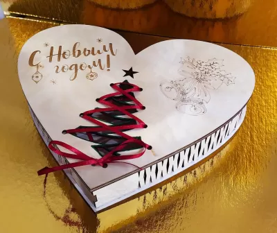 Lazer Kesim Sevgililer Günü Noel Yılbaşı Kalp Şeklinde Hediye Kutusu Ücretsiz Vektör CDR çizimi