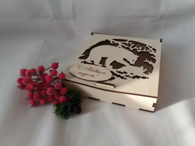 Lazer Kesim Katlanır Kapaklı Şeker Kutusu Kontraplak 4mm Ücretsiz Vektör CDR çizimi