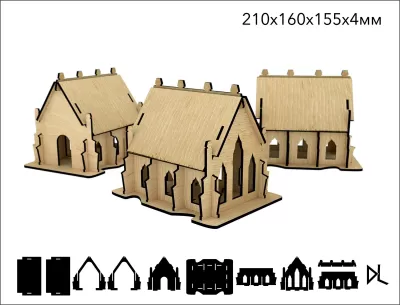 Lazer Kesim Ahşap Katedral 3D Model 4mm Ücretsiz Vektör CDR çizimi