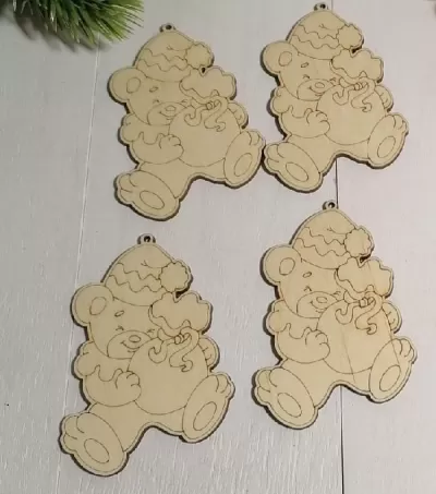 Lazer Kesim Oyma Ahşap Noel Magnetleri Ücretsiz Vektör CDR çizimi