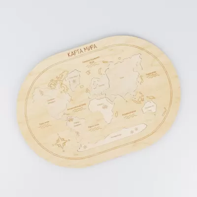 Lazer Kesim Dünya Haritası Çıtçıtlı Yapboz Oyuncak Ücretsiz Vektör CDR çizimi