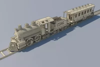 Lazer Kesim Ahşap Tren Lokomotif Ücretsiz Vektör CDR çizimi