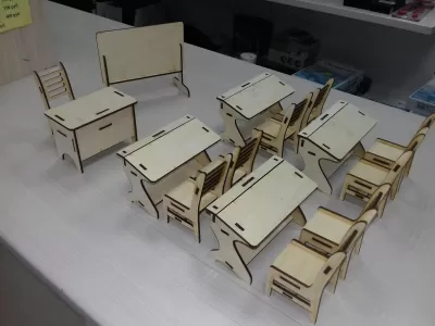 Lazer Kesim Çocuk Oyuncakları Minyatür Sınıf Mobilyaları Ücretsiz Vektör CDR çizimi