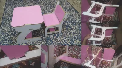 Lazer Kesim Okul Sırası ve Sandalyesi CDR çizimi